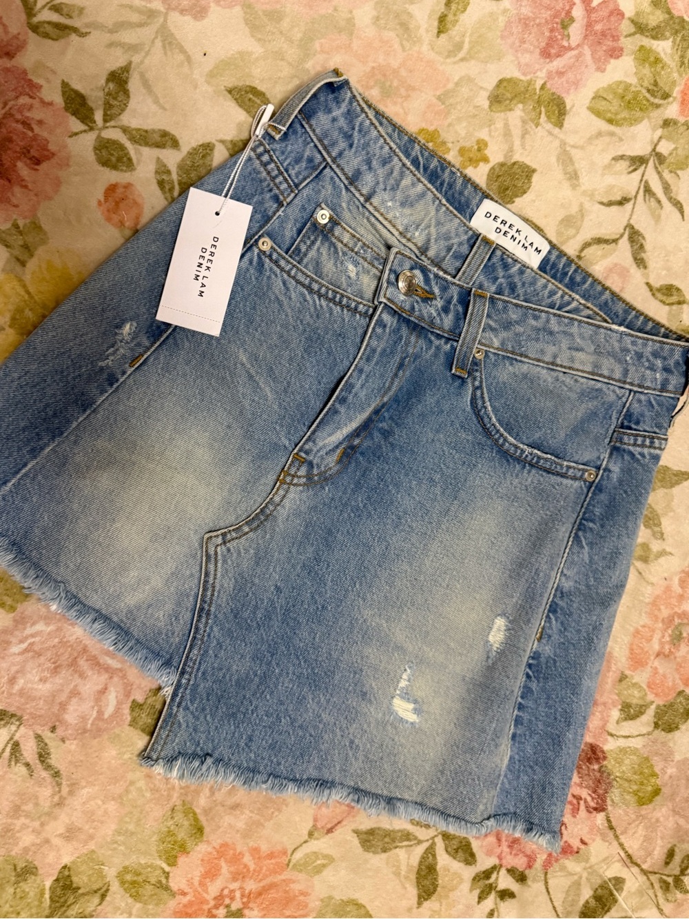 Derek Lam NWT Y2K Denim Crossover Distressed CLEO Mini Skirt - Picture 4 of 9
